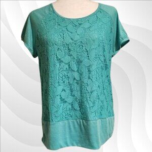 2/$20 I.N. Studio Green Short Sleeve Blouse Size XL | Casual & Stylish Top